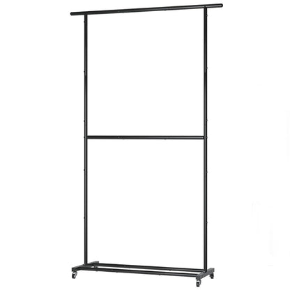 Adjustable Double Rod Rolling Rack on Wheels